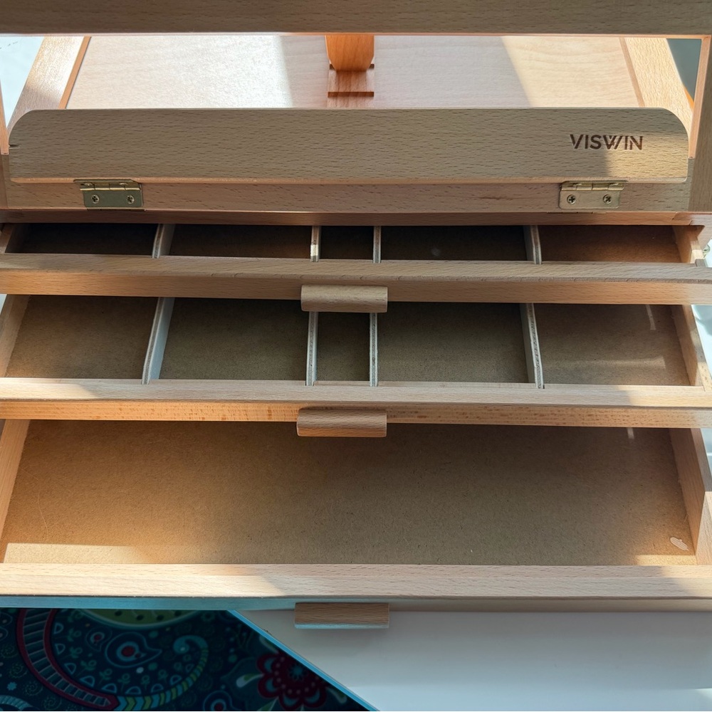 Viswin Natural Wood Art Storage Box in Light Brown